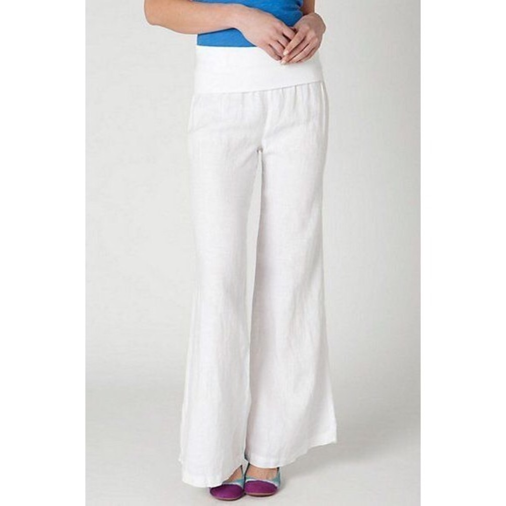 Anthropologie Elevenses Linen Wide-Leg Pants